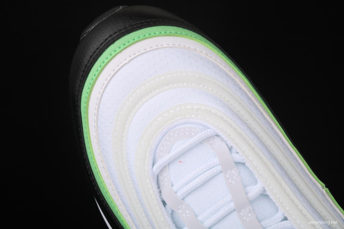 NIKE Air Max 97 black, white and green 3M reflective bullet air cushion running shoes 921522-105