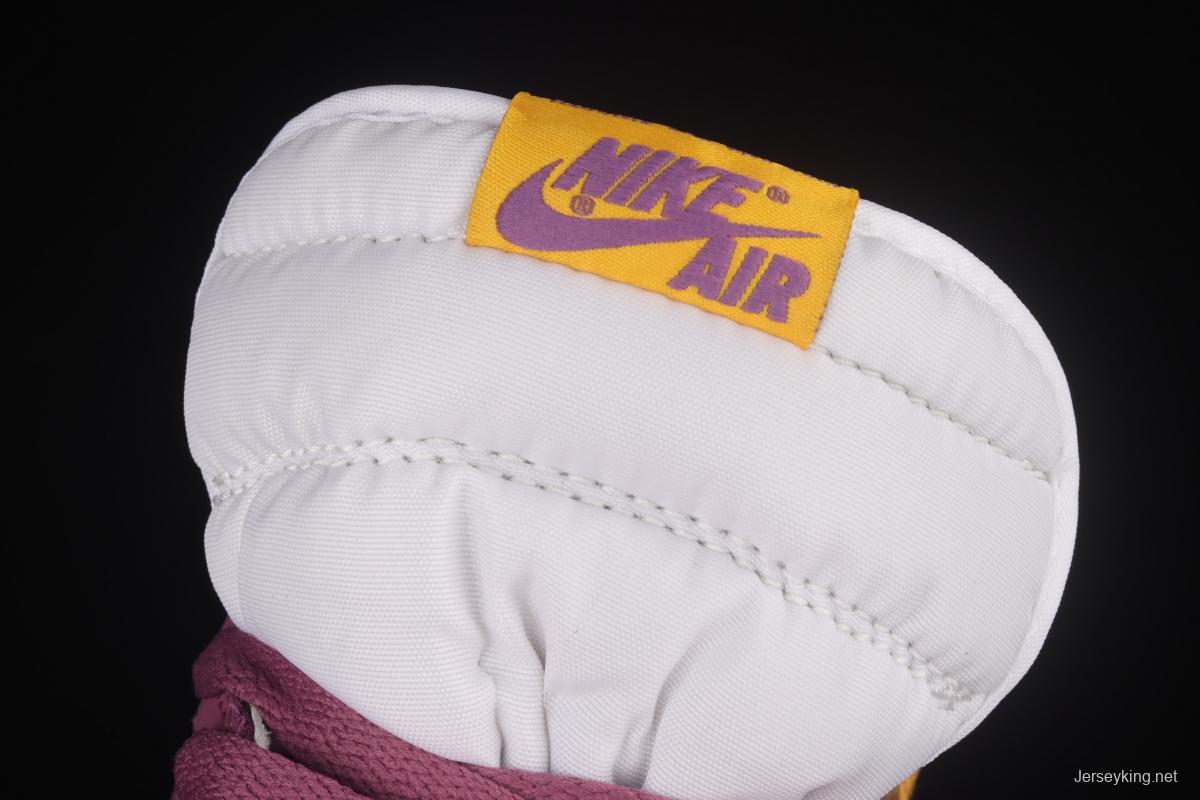 Air Jordan 1 High white-purple-yellow high-top basketball shoes 555088-706