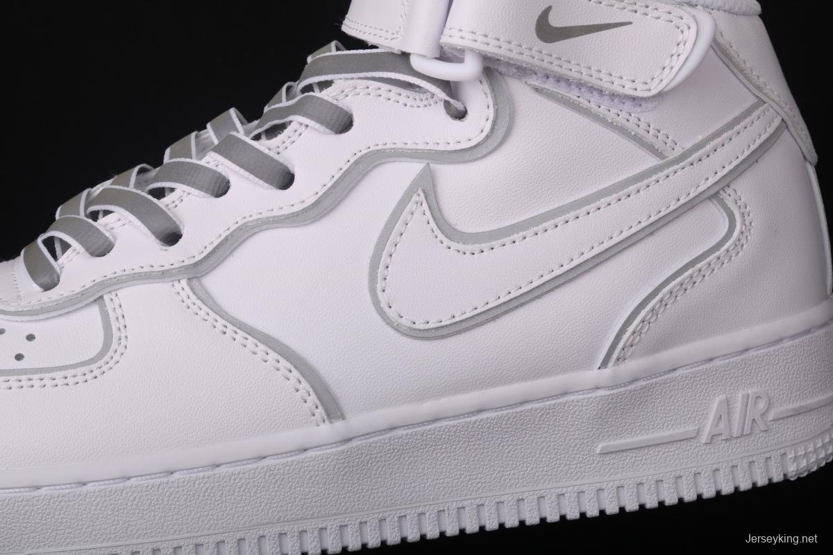 NIKE Air Force 1x 07 Mid laser white 3M reflective medium side leisure sports board shoes 369733-809