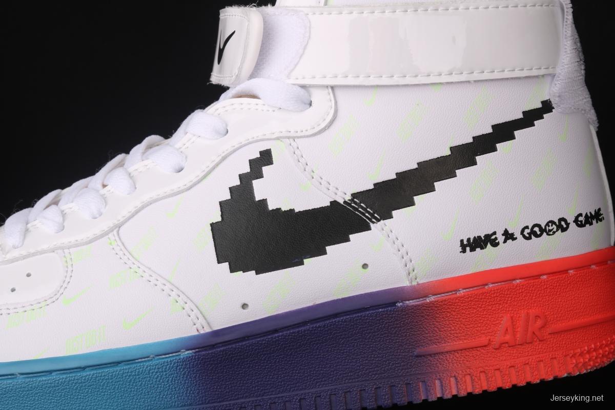 OFF-White x NIKE Air Force 1: 07 Vntg Suede Mix joint video game League of Legends skin luminous high-top casual board shoes DC2111-101