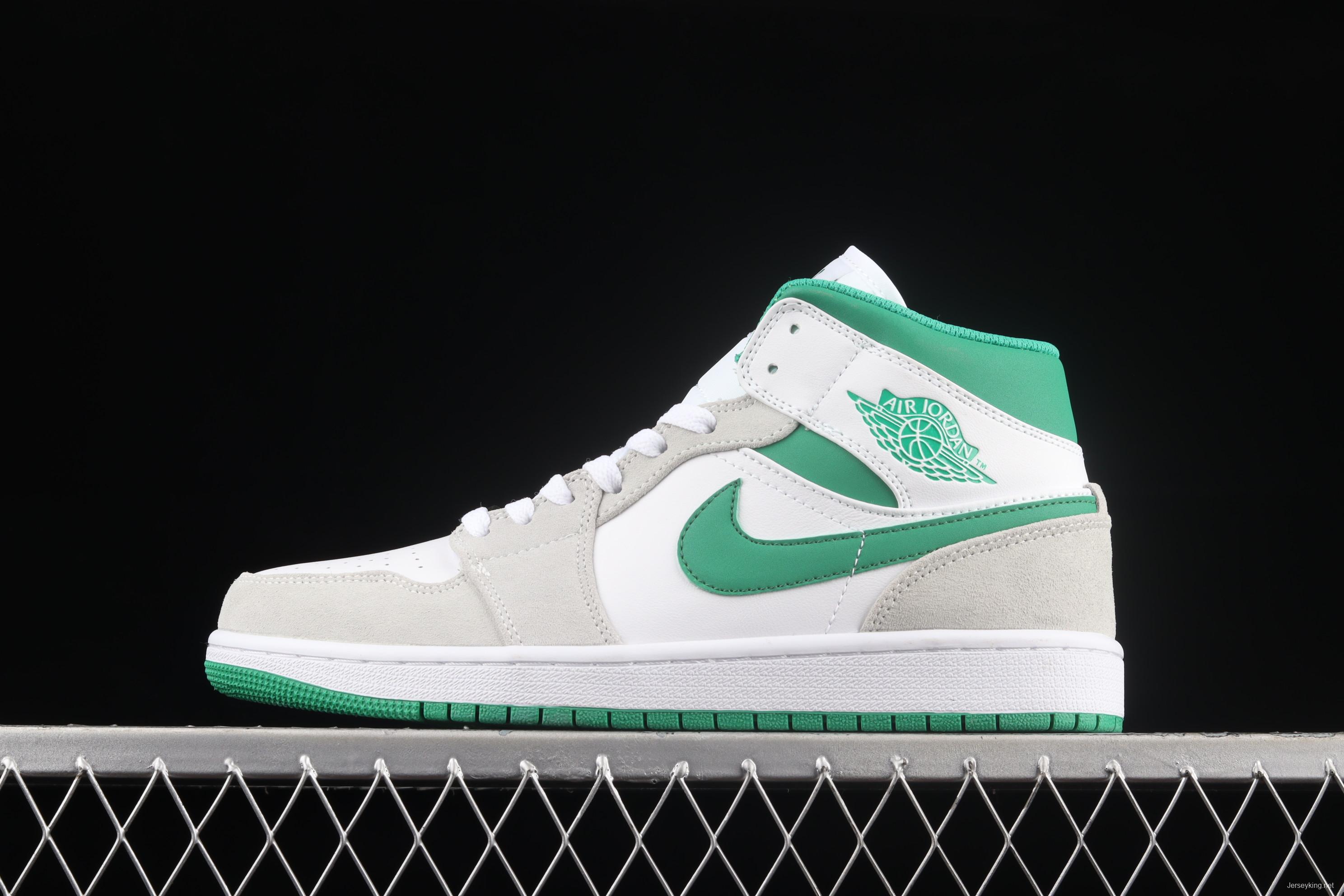 Air Jordan 1 Mid beige green medium side cultural basketball shoes DC9294-103