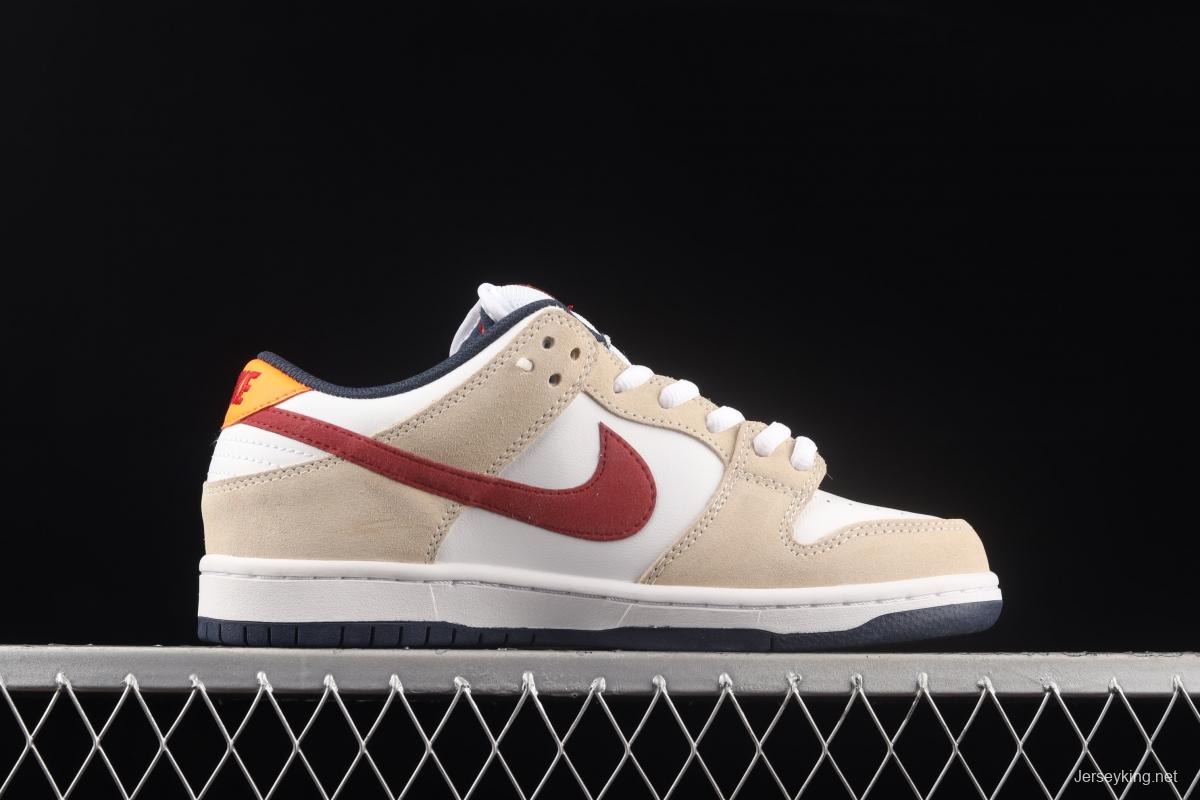 NIKE SB DUNK Low Pro beige red SB rebound fashion casual board shoes BQ6817-101,