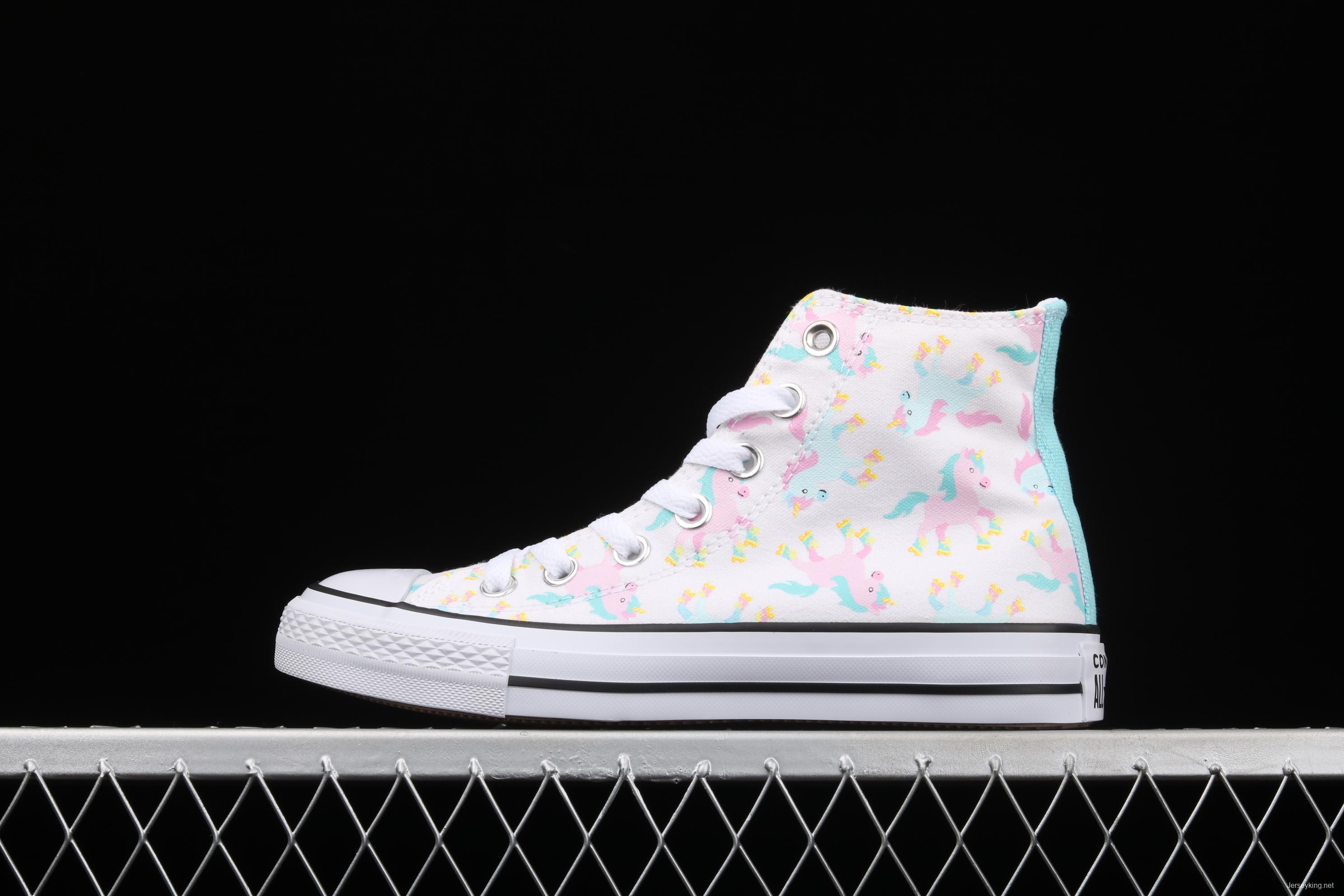 Converse Taylor Converse unicorn printed white high-top casual board shoes 669816C