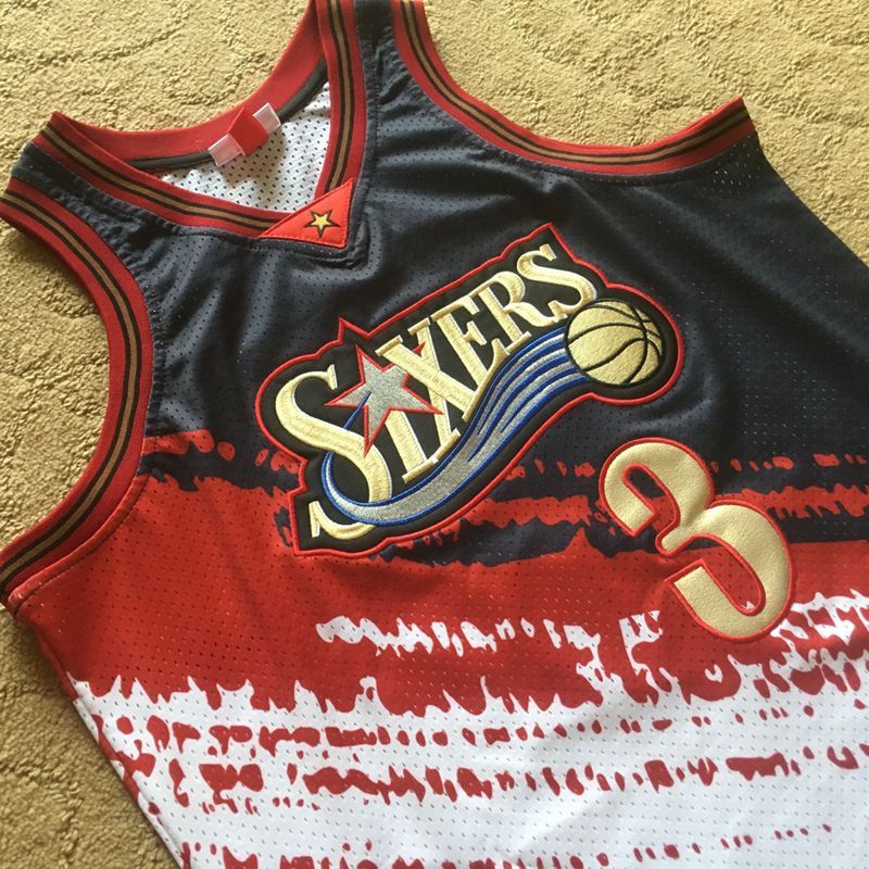 Men's Allen Iverson Black And White Retro Classic Team Jersey