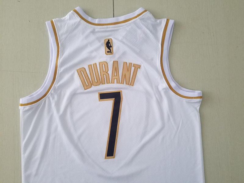 Kevin Durant 7 White Golden Edition Jersey