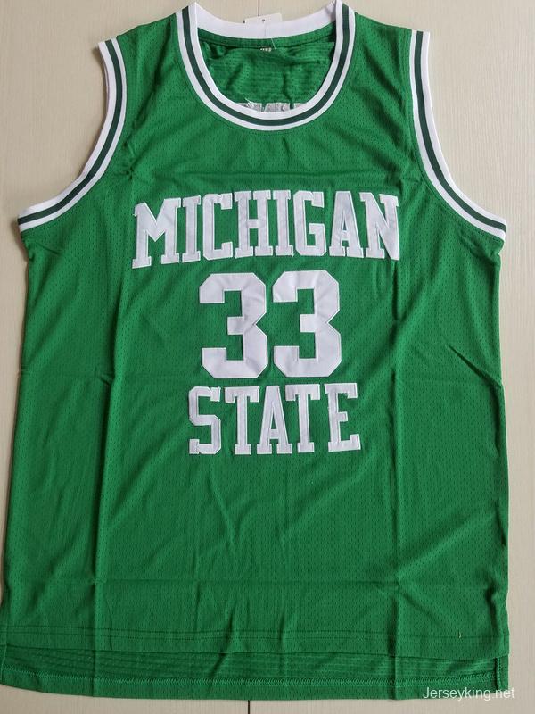 Magic Johnson 33 Michigan State College Green Basketball Jersey