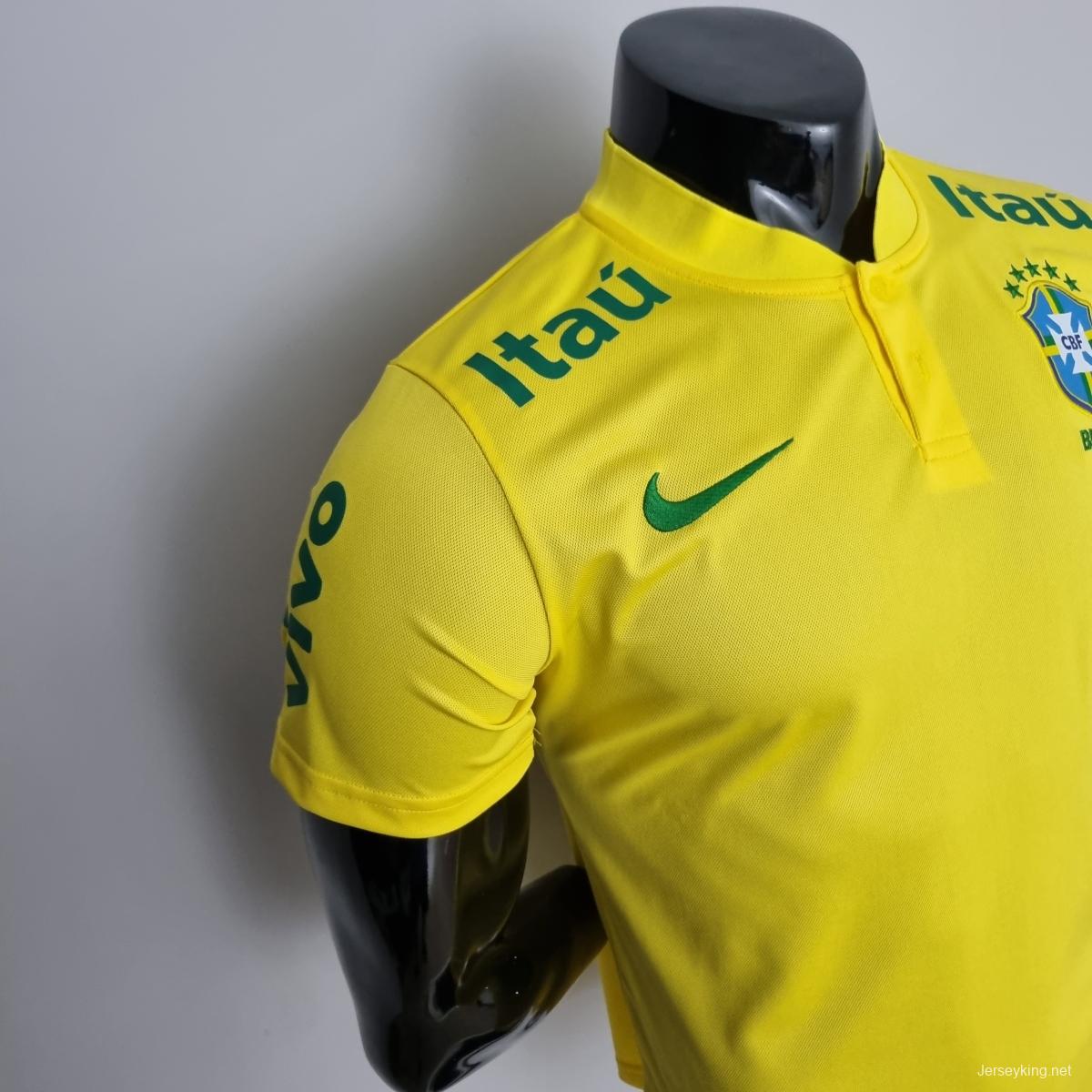 LOW NECK POLO BRAZIL YELLOW Soccer Jersey