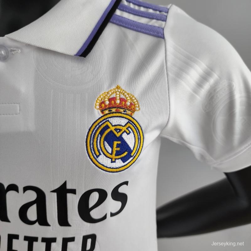 22/23 Kids Kit Real Madrid Home Size：16-28 Soccer Jersey