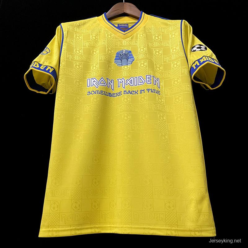 Retro 2008 West Ham Iron Maiden Yellow Jersey