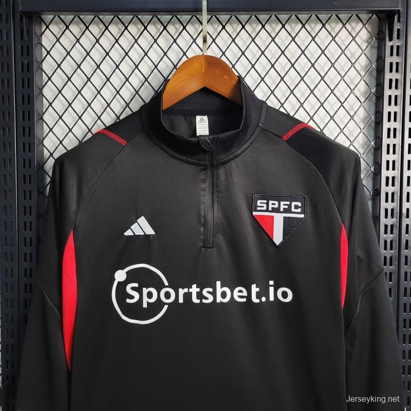 23-24 Sao Paulo Black Red Full Zipper Training Jacket