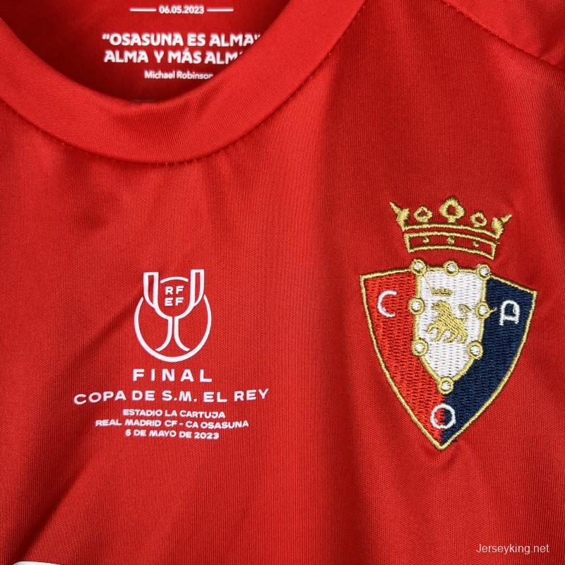 23/24 Kids Osasuna Copa Del Rey Red Jersey Size 16-28 With Full Patches