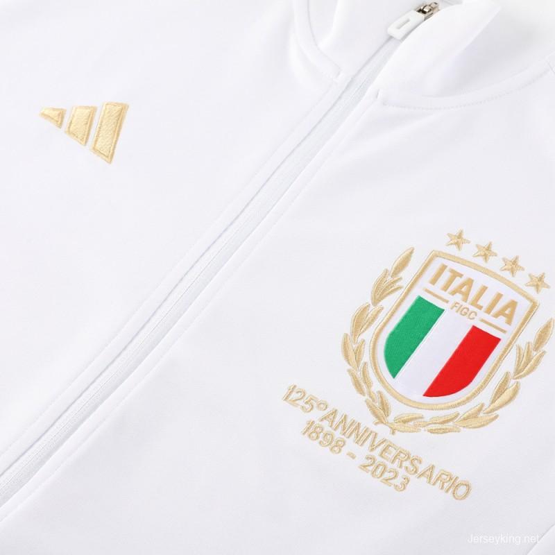 2023 Italy 125th Anniversary White Full Zipper Hooide Jacket+Pants