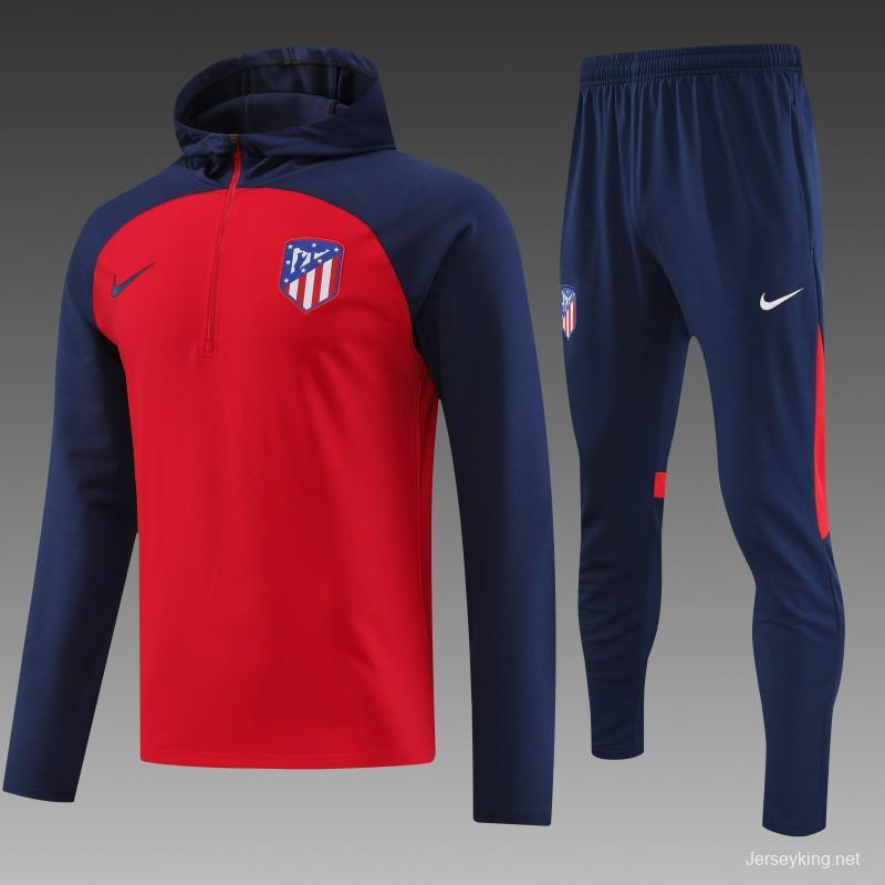 23/24 Atletico Madrid Red/Navy Half Zipper Jacket+ Pants