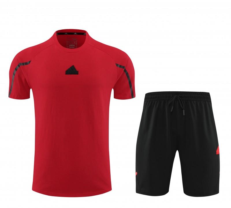 23/24 Adidas Red Cotton Short Sleeve Jersey+Shorts