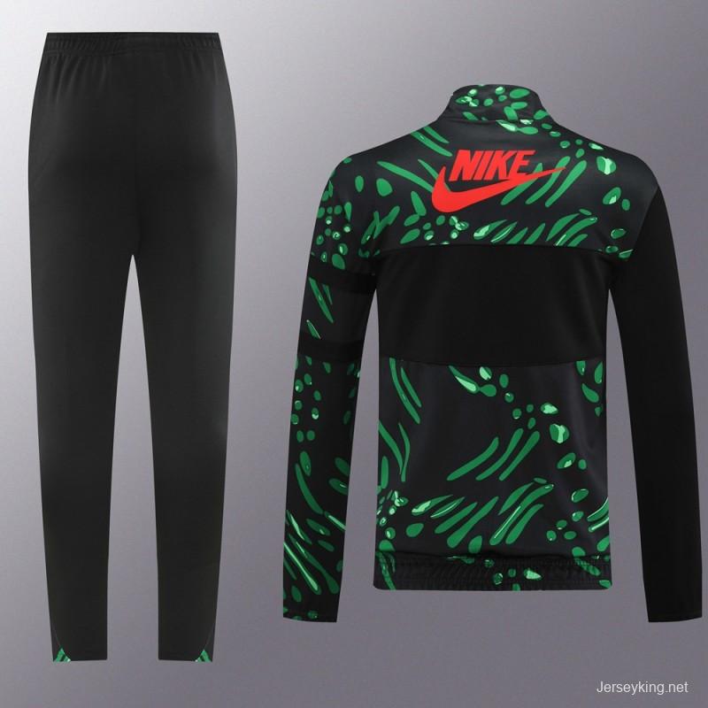 2024 Nigeria Black/Green Full Zipper Jacket +Long Pants