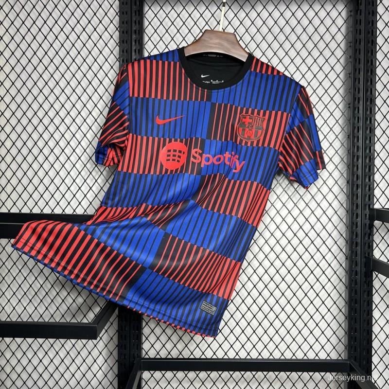 24/25 Barcelona Pre-Match Red/Blue Stripe Jersey