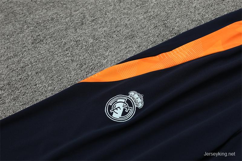 24/25 Real Madrid Light Blue/Orange Half Zipper Jacket+Long Pants