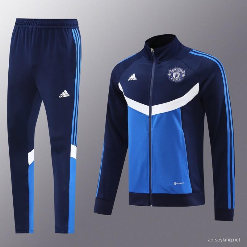 24/25 Manchester United Navy/Blue Full Zipper Jacket +Long Pants