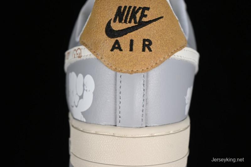 Nike Air Force 1 '07 Low x Kaws Casual Sneakers with Full-Length Air Cushion - CW2288-207