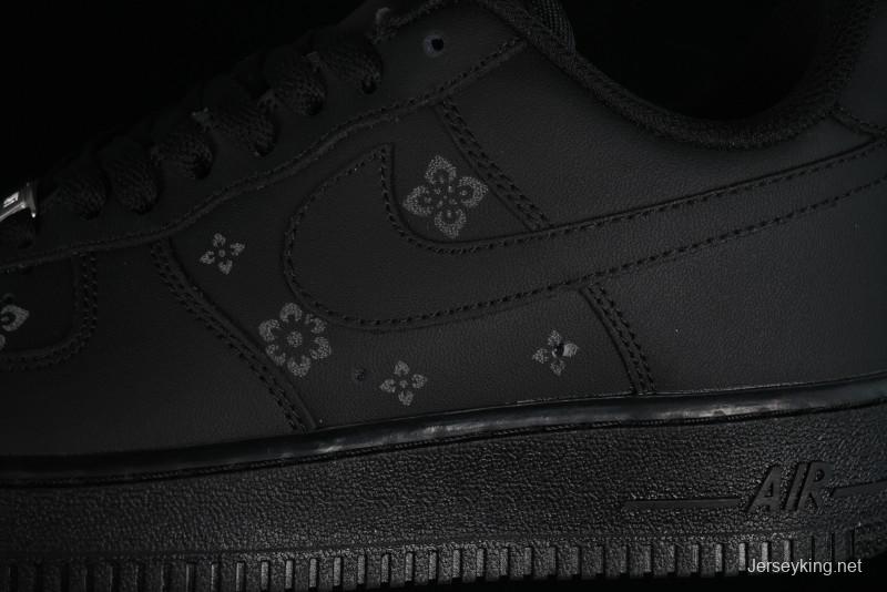Nike Air Force 1 '07 Low LV Custom All Black Casual Sneakers - 315122-101