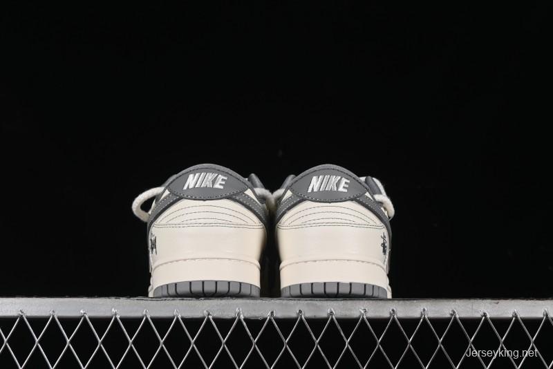 Nike SB Dunk Low Stussy Bandana Grey Check Anniversary Custom Low-Top Casual Skate Shoes - SJ2068-310