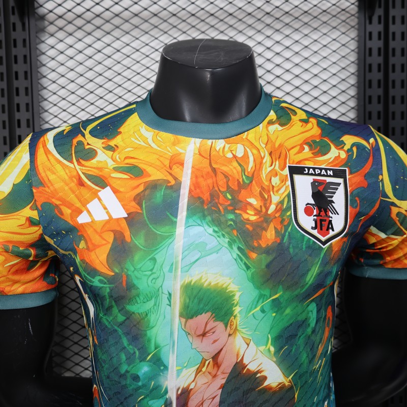 Player Version 2025 Japan Jersey with Samurai Design and Fiery Background