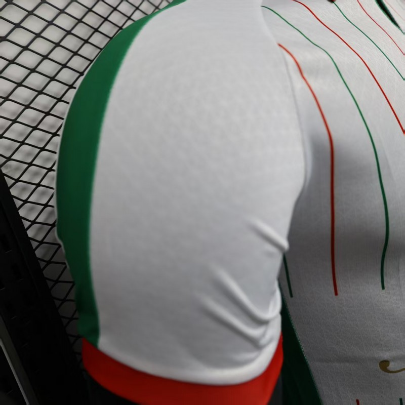 Player Version 2025 CD Palestina White with Red and Green Pinstripe Jersey