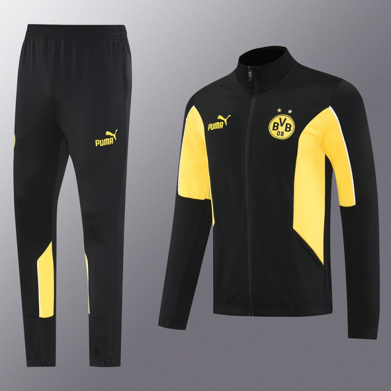 25/26 Borussia Dortmund Black/Yellow Full Zipper Jacket +Long Pants