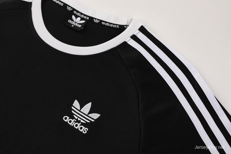 2025 Adidas Originals Long Sleeve T-Shirt Collection - Navy/White/Black with 3-Stripes