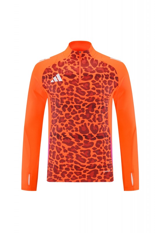 2025 Adidas Orange & Black with Leopard Print Pattern Half Zipper Jacket +Long Pants