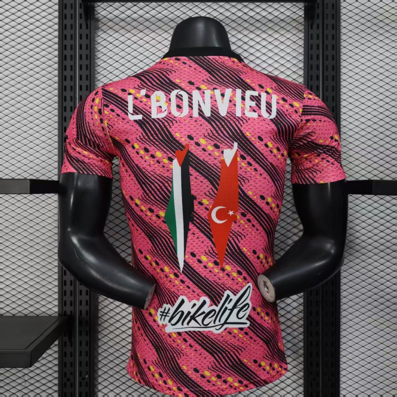 Player Version 25/26 CD Palestine Pink with Geometric Wave Pattern Jersey