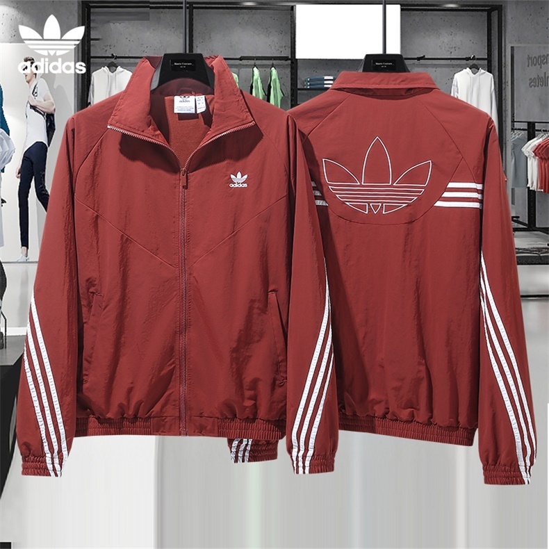 2025 Adidas Original Blue/Brick red/Bright Red/BLACK Full Zipper Windbreaker 4 Colors