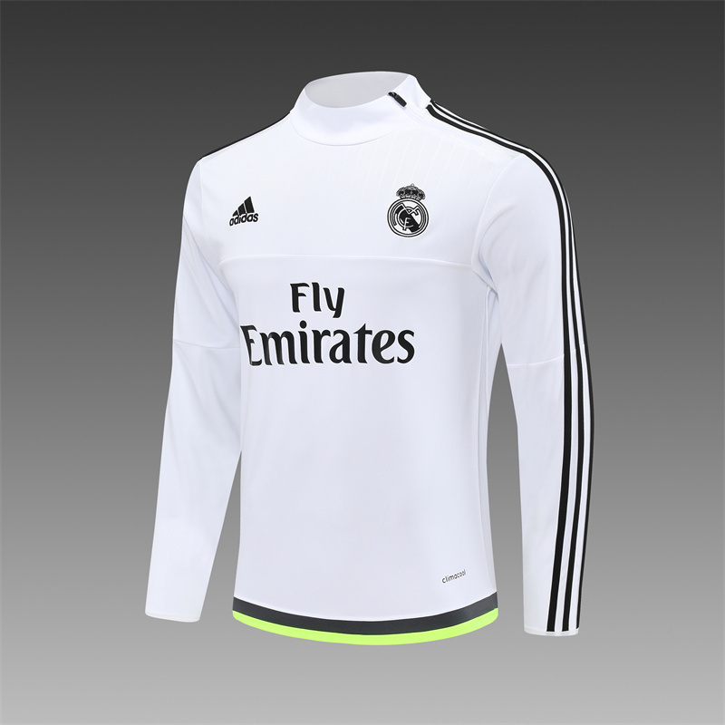 Retro 15/16 Real Madrid White Half Zipper Jacket