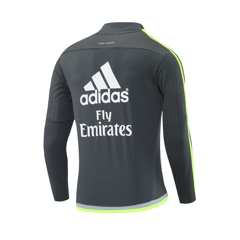 Retro 15/16 Real Madrid Dark Grey Half Zipper Jacket