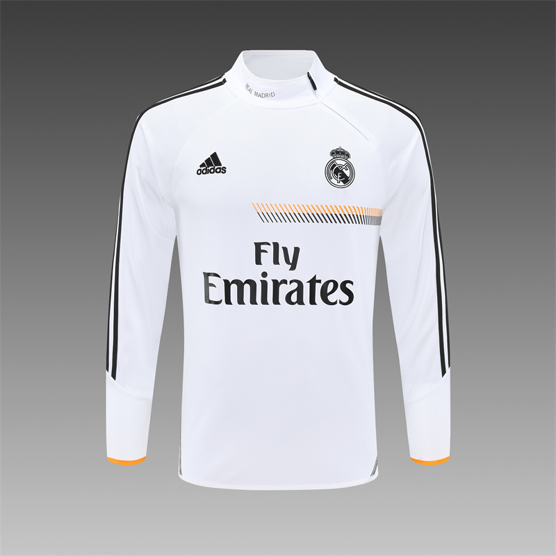 Retro 13/14 Real Madrid White Half Zipper Jacket