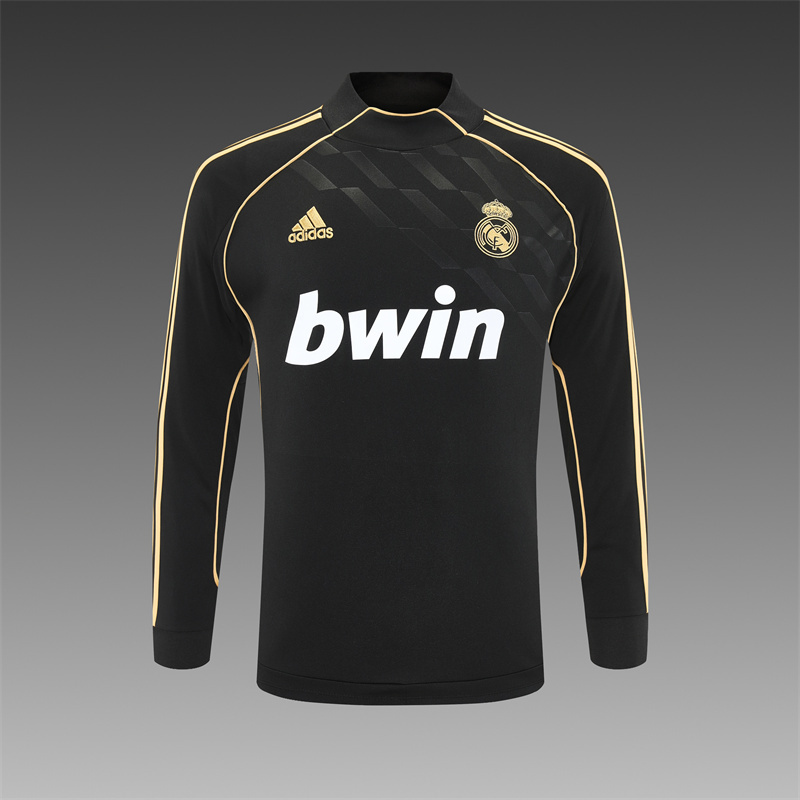 Retro 11/12 Real Madrid Black Half Zipper Jacket