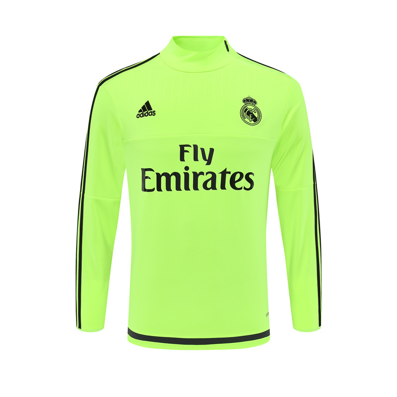 Retro 15/16 Real Madrid Fluorescent Green Half Zipper Jacket