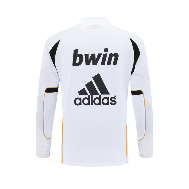 Retro 11/12 Real Madrid White Half Zipper Jacket