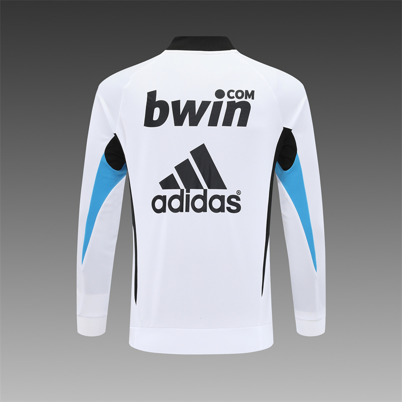 Retro 08/09 Real Madrid White Half Zipper Jacket