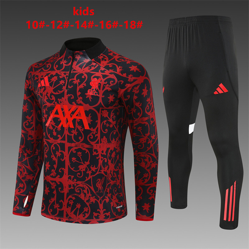25/26 Kids Liverpool Red Camouflage Half Zipper Jacket+Long Pants