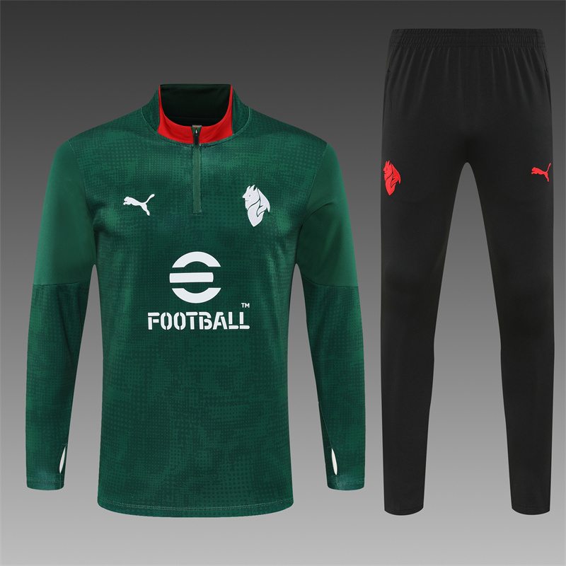 25/26 AC Milan Green Camouflage Half Zipper Jacket+Long Pants