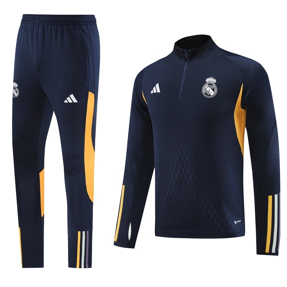 25/26 Real Madrid Royal Blue Half Zipper Jacket+Long Pants