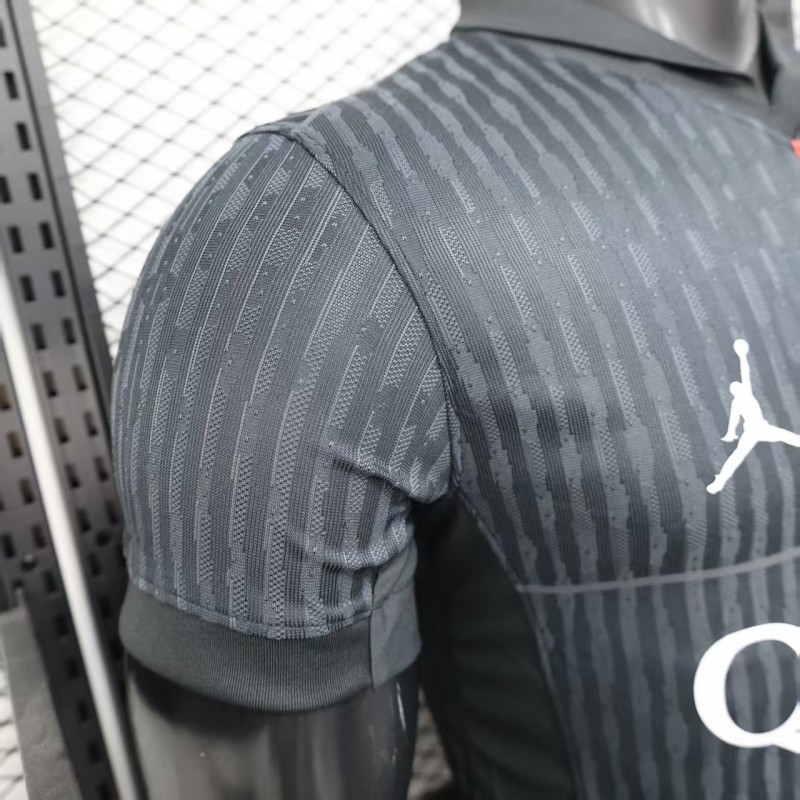 25/26 Player Version  Paris Saint-Germain Away Dark Grey with Vertical Stripe Pattern Jersey