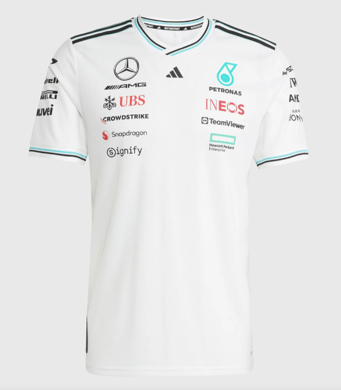 2026 F1 Mercedes-AMG Petronas F1 Team White with Teal and Black Trim Jersey