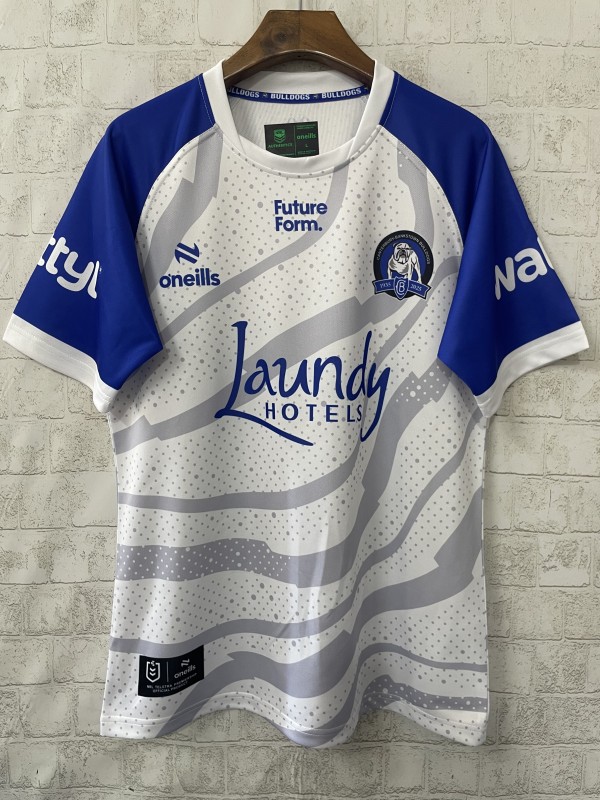 25/26 Canterbury Bankstown Bulldogs Grey with Blue Sleeves and Wave Pattern Jersey