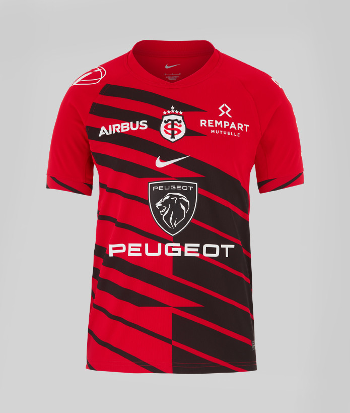 25/26 Stade Toulousain Red with Black Diagonal Stripes Jersey