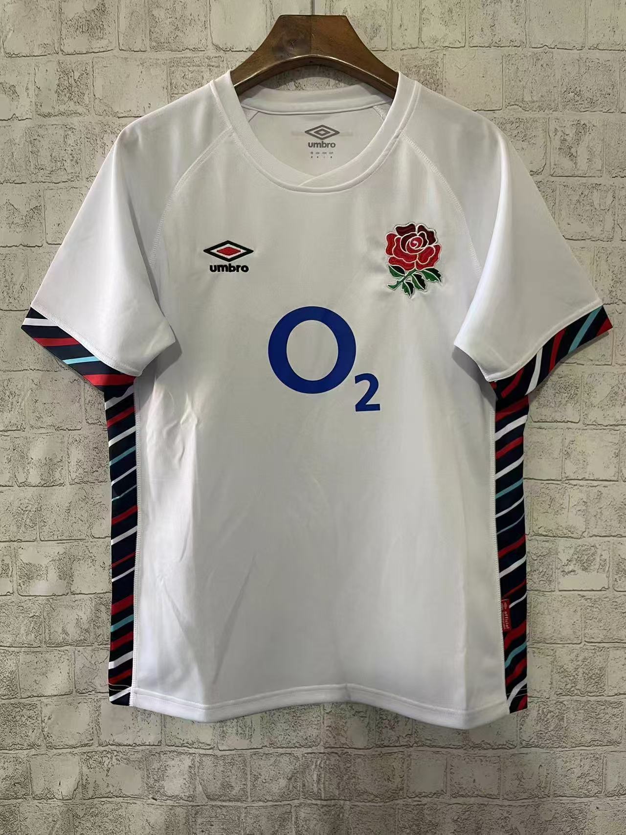 2025 England White with Diagonal Stripe Pattern Home Jersey