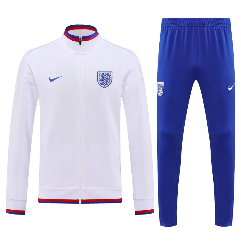 2026 England White FULL Zipper Jacket Tracksuit +Long Pants