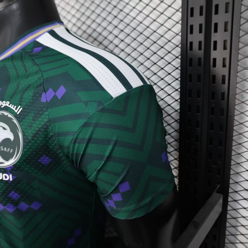 Player Version 2026 Saudi Arabia Home Green with Geometric Diamond Pattern Jersey