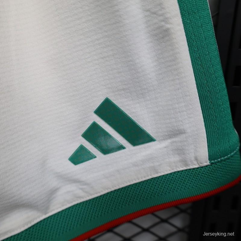2026 Player Version Algeria White with Green Side Stripes Shorts